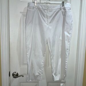 Talbots white cotton blend Perfect Skimmer Capri pants Sz 16W stretch